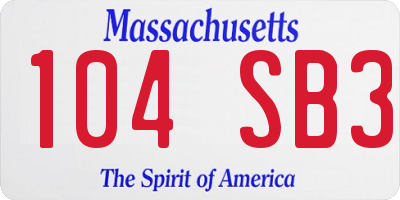 MA license plate 104SB3