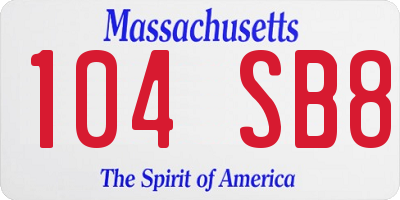 MA license plate 104SB8