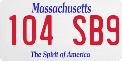MA license plate 104SB9