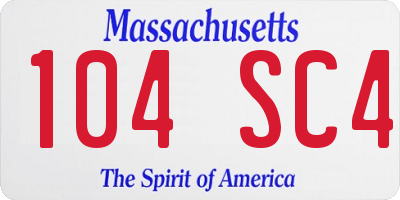 MA license plate 104SC4