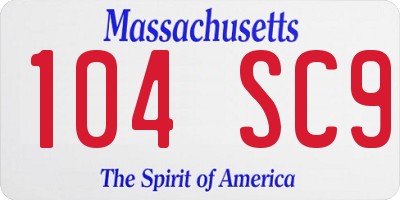 MA license plate 104SC9