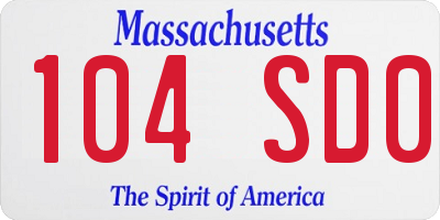 MA license plate 104SD0