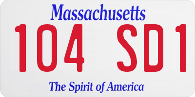 MA license plate 104SD1