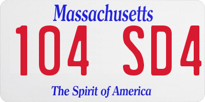 MA license plate 104SD4