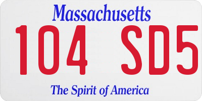 MA license plate 104SD5