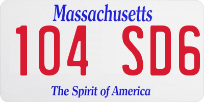 MA license plate 104SD6