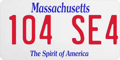 MA license plate 104SE4