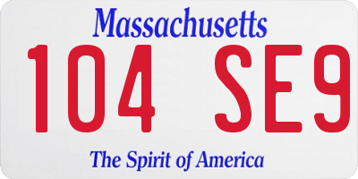MA license plate 104SE9