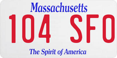 MA license plate 104SF0