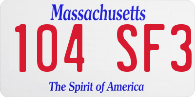 MA license plate 104SF3