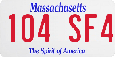 MA license plate 104SF4