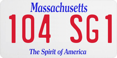 MA license plate 104SG1