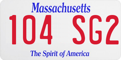 MA license plate 104SG2