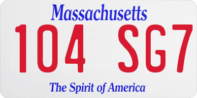 MA license plate 104SG7