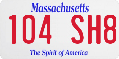 MA license plate 104SH8