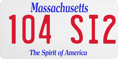 MA license plate 104SI2