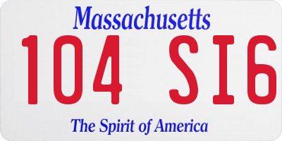 MA license plate 104SI6