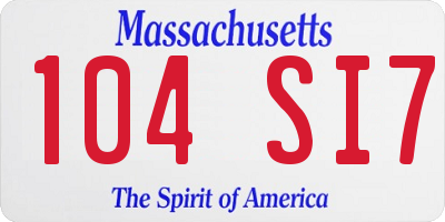 MA license plate 104SI7