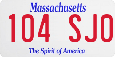MA license plate 104SJ0