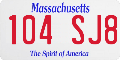 MA license plate 104SJ8