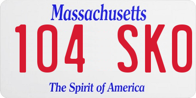 MA license plate 104SK0