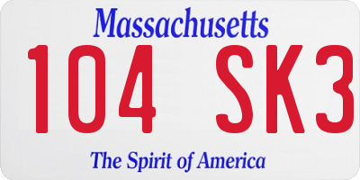 MA license plate 104SK3