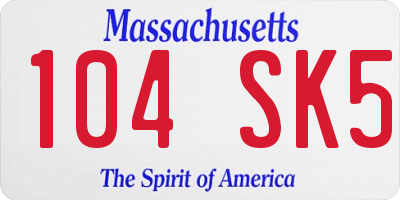 MA license plate 104SK5