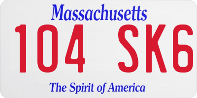 MA license plate 104SK6