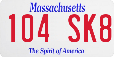 MA license plate 104SK8
