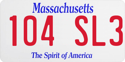 MA license plate 104SL3