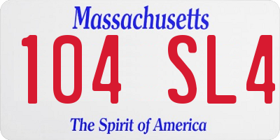 MA license plate 104SL4