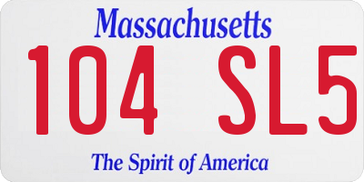 MA license plate 104SL5