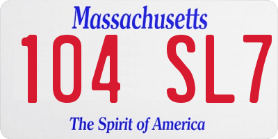 MA license plate 104SL7