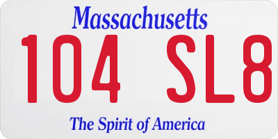 MA license plate 104SL8