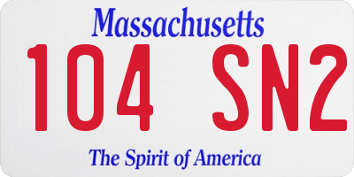 MA license plate 104SN2