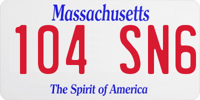 MA license plate 104SN6
