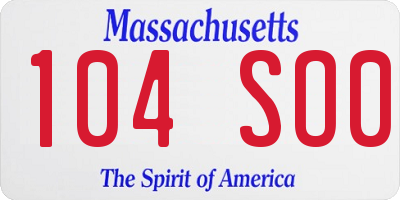 MA license plate 104SO0