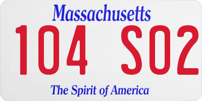 MA license plate 104SO2