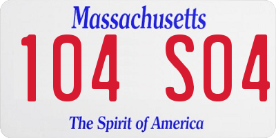 MA license plate 104SO4