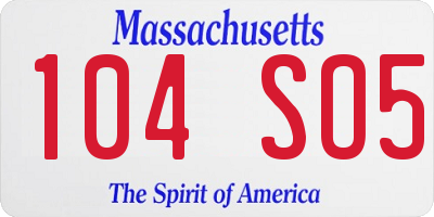 MA license plate 104SO5