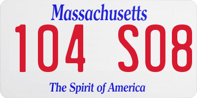 MA license plate 104SO8