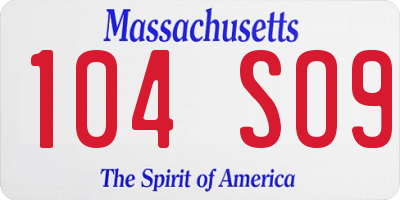 MA license plate 104SO9