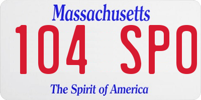 MA license plate 104SP0