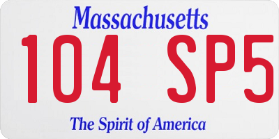 MA license plate 104SP5