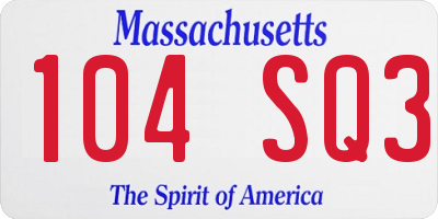 MA license plate 104SQ3