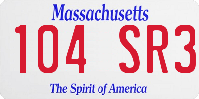 MA license plate 104SR3