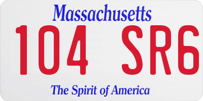 MA license plate 104SR6