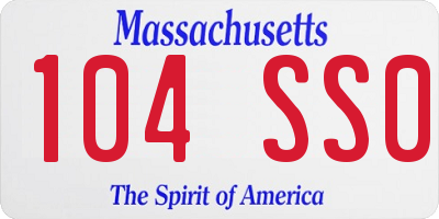 MA license plate 104SS0