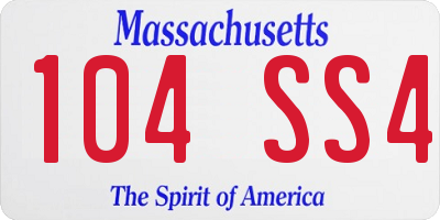 MA license plate 104SS4