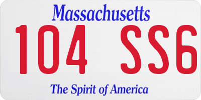MA license plate 104SS6